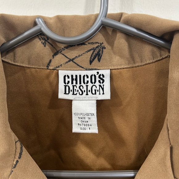 Vintage Chico's light Jacket size L women’s Brown Native - Picture 5 of 11